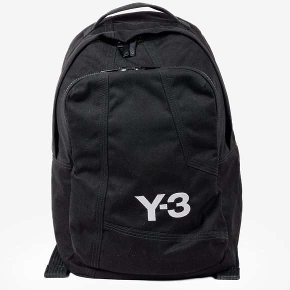 Y-3 Logo Embroidered Black Canvas Backpack - Picture 1 of 16